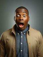 Young man with African features who appears to be shocked AI Generative photo