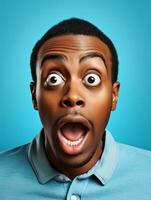 Young man with African features who appears to be shocked AI Generative photo