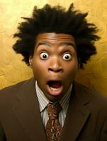 Young man with African features who appears to be shocked AI Generative photo