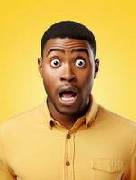 Young man with African features who appears to be shocked AI Generative photo