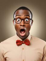 Young man with African features who appears to be shocked AI Generative photo