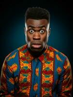 Young man with African features who appears to be shocked AI Generative photo