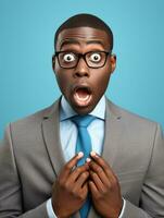 Young man with African features who appears to be shocked AI Generative photo