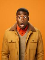 Young man with African features who appears to be shocked AI Generative photo
