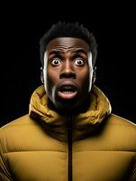 Young man with African features who appears to be shocked AI Generative photo