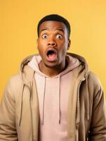 Young man with African features who appears to be shocked AI Generative photo