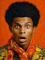 Young man with African features who appears to be shocked AI Generative photo