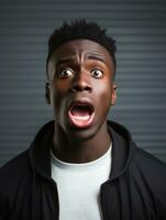 Young man with African features who appears to be shocked AI Generative photo
