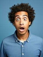 Young man with African features who appears to be shocked AI Generative photo