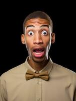 Young man with African features who appears to be shocked AI Generative photo