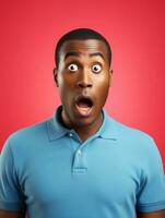 Young man with African features who appears to be shocked AI Generative photo