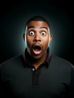 Young man with African features who appears to be shocked AI Generative photo