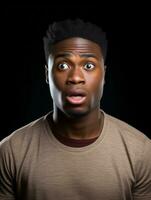 Young man with African features who appears to be shocked AI Generative photo