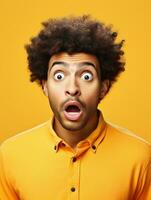 Young man with African features who appears to be shocked AI Generative photo