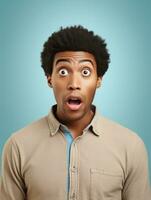 Young man with African features who appears to be shocked AI Generative photo
