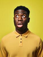 Young man with African features who appears to be shocked AI Generative photo