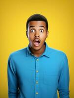 Young man with African features who appears to be shocked AI Generative photo