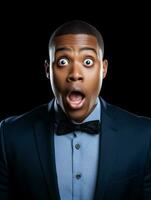 Young man with African features who appears to be shocked AI Generative photo