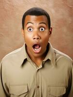 Young man with African features who appears to be shocked AI Generative photo