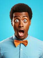Young man with African features who appears to be shocked AI Generative photo
