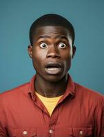 Young man with African features who appears to be shocked AI Generative photo