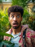 Young man with African features who appears to be shocked AI Generative photo