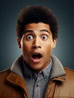 Young man with African features who appears to be shocked AI Generative photo