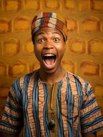 Young man with African features who appears to be shocked AI Generative photo