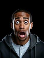 Young man with African features who appears to be shocked AI Generative photo