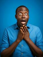 Young man with African features who appears to be shocked AI Generative photo