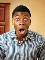 Young man with African features who appears to be shocked AI Generative photo
