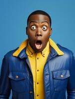 Young man with African features who appears to be shocked AI Generative photo