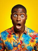 Young man with African features who appears to be shocked AI Generative photo