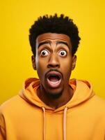 Young man with African features who appears to be shocked AI Generative photo