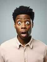 Young man with African features who appears to be shocked AI Generative photo