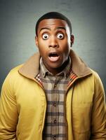 Young man with African features who appears to be shocked AI Generative photo