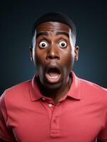 Young man with African features who appears to be shocked AI Generative photo