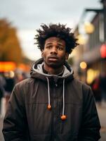 Young man with African features who appears to be shocked AI Generative photo