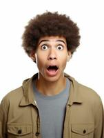 Young man with African features who appears to be shocked AI Generative photo