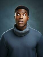 Young man with African features who appears to be shocked AI Generative photo