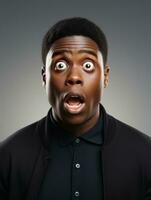 Young man with African features who appears to be shocked AI Generative photo