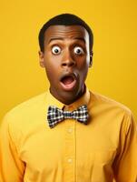 Young man with African features who appears to be shocked AI Generative photo