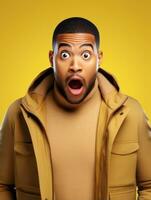 Young man with African features who appears to be shocked AI Generative photo