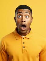 Young man with African features who appears to be shocked AI Generative photo