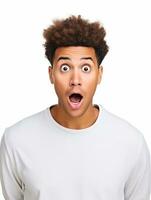Young man with African features who appears to be shocked AI Generative photo