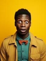 Young man with African features who appears to be shocked AI Generative photo