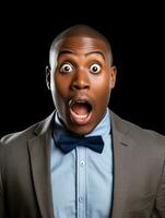 Young man with African features who appears to be shocked AI Generative photo