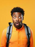Young man with African features who appears to be shocked AI Generative photo