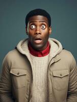 Young man with African features who appears to be shocked AI Generative photo