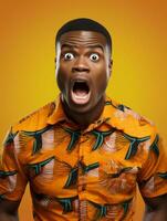 Young man with African features who appears to be shocked AI Generative photo